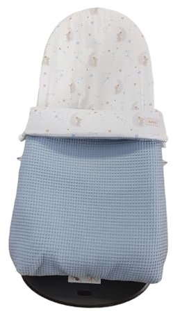 Funda y Saco Compatible con Hamaca BabyBjörn Balance Soft - Sustituye tapicería Original - Ratoncitos - Azul empolvado - Altura de Tapa Regulable –Hecho en España - Nenel