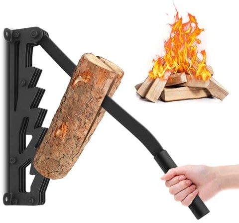 Manual Log Splitter Wall Mounted Kindling Splitter High Carbon Steel Wood Splitter Portable Hand Wood Cutter Detachable Powerful Hand Log Splitter for Outdoor Indoor Garden