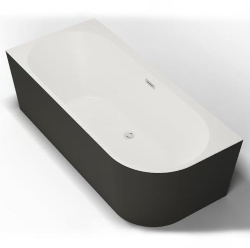 SPALINA Baignoire Semi-îlot Murale Capri Noire Mate Gauche 170x76cm, by