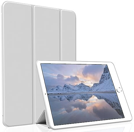 Figair Hülle für iPad Air 2 (2014 Modell), Weicher TPU Rückseite Ultradünn Leicht Smart Schutzhülle, Auto Schlafen/Wecken Hülle für iPad Air 2. Generation A1566/A1567, Grau
