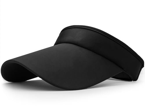 2 Stück Sport-Sonnenblende, breite Krempe, Sommer, UV-Schutz, Clip-On-Visier, Outdoor-Sport, Strand, Golf, Tennis, Damen und Herren, Schwarz, Einheitsgröße
