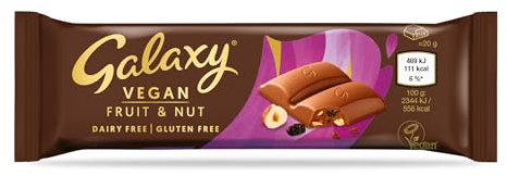 Galaxy Dairy Free Chocolate Bar – Fruit and Nut – Dairy Free, Vegan, Plant-Based, Smooth & Creamy, Gluten Free, Milk Alternative, Suitable for Vegans, Lactose Free, Vegan Snack, Multipack, 24x40g