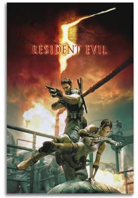 RIOEPURRT Poster Game Resident Evil, dekoratives Gemälde, Leinwand, Wandposter und Kunstdruck, modernes Familienschlafzimmer, Dekoration, Poster, 20 x 30 cm, 5 Stück