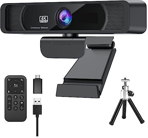 DIGNIFE Cámaras Web, Webcam HD 4K Webcam 120 ° Gran Angular Webcam con micrófono y Control Remoto Streaming Web Camera for PC Conferencin, Cámara de computadora