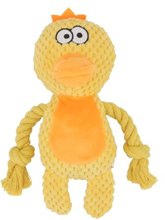 TONYFY Hundespielzeug, Hund Quietschspielzeug mit Knitterpapier, Plüschtier Hund Plüsch Kauspielzeug, Baumwollseil interaktives Spielzeug für Welpen, kleine, mittlere Hunde (Gelbe Ente)