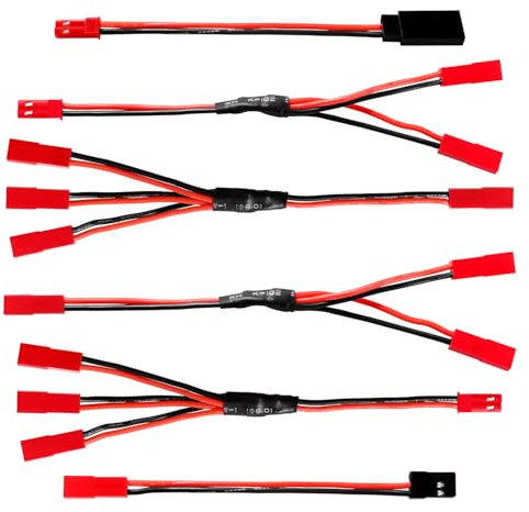 YIXISI 6 Stücke JST-Stecker-Splitter Bausatz, JST auf JR Adapter, JST Y-Paralleladapter Splitter-Kabelbaum, Kompatibel mit Traxxas TRX-4 RC Auto Crawler LKW Kühler Lüfter ESC Batteriemotor