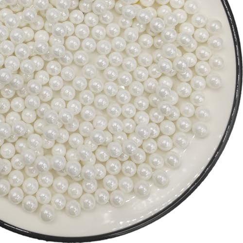 Essbare weiße perlen Zucker streusel 7mm Zuckerperlen für Tortendeko Cupcakes & Kekse - Ideal Kuchen Dekoration für Hochzeit, Geburtstag, Halloween, Weihnachten