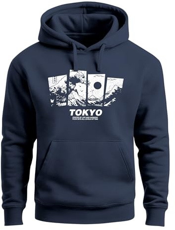 Neverless® Hoodie Herren Japan Tokyo Große Welle Kanagawa Japanische Kunst Aufdruck Männer Fashion Streetstyle