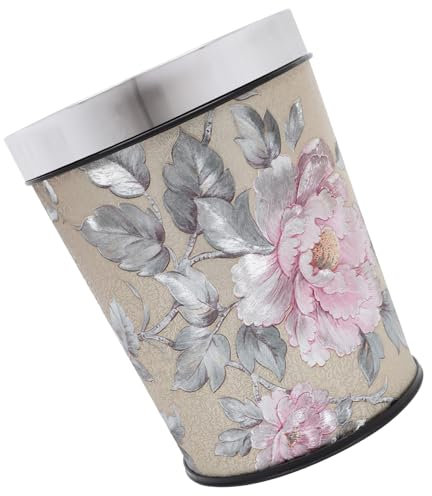 CRILSTYLEO Retro Decorative Waste Bin Vintage Style Trash Can for Bedroom Kitchen and Office Sturdy Non-breakable Garbage Container Elegant Floral Design Compact for Household Use