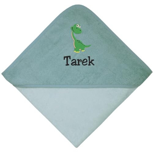 Wolimbo Kapuzenhandtuch personalisiert mit Namen und Motiv - Mint-eisblau - 140x140cm - für Kinder Kinderhandtuch Badetuch