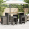 AJJHUUKI Outdoor-Möbel, Garten-Barhocker mit Kissen, 6 Stück, Grau, Poly-Rattan-Möbel