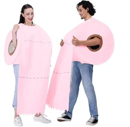 BaronHong Giant Toilet Roll Halloween Costume for Adults | Hilarious Costume Large Toilet Roll (Pink, M)