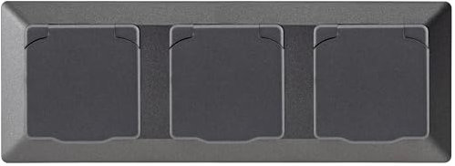 ChiliTec MILOS Set 3x Steckdose Unterputz mit Schutzklappe 3-fach Rahmen 250V 16A Schutzkontaktsteckdose Badezimmer Küche Berührungsschutz IP40 Anthrazit