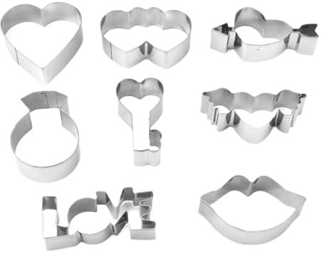 Adorable Cookie Cutter Set, Heart Fondant Cake Mold, Acier inoxydable Valentine Fruit Cutter, Valentine Cookie Cutter, 8x Metal Pastry Cutters Set Heart Fondant Cake Mold for Cake, Cookie, Fruit