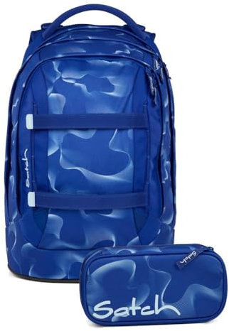 Satch pack Schulrucksack Set 2tlg. inkl. Schlamperbox (Vibrant Blue)