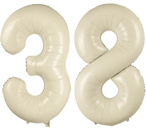 40 Zoll Creme Weiß Luftballon Zahlen 38 Creme Weiß Ballon 38. Geburtstag Deko Beige Folienballon Zahl 38 Riesenzahl Ballon 38 Party Hochzeit Kindergeburtstag Geburtstag Nummer 38/83