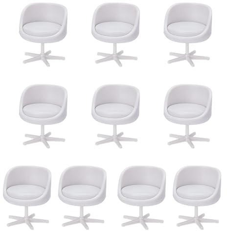arricraft 10 Set 1:25 Scale Miniature Chair, Miniature Backrest Swivel Egg Chair Mini Plastic Chairs for Little People Room Dollhouse Decoration, 23x30mm(0.9x1.18 inch)