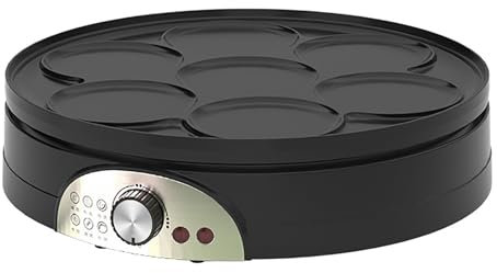 MObyat Poêle à Omelette 7 Trous, 1500 W, Grande Plaque de 35 cm, Double Face, pour 4 à 6 Personnes, pour crêpes, œufs au Plat, grillades, etc.