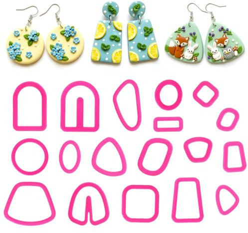 18Pcs Polymer Clay Cutters, Clay's Cutters for Polymer Clays Jewelry, Clay Earring Cutter, Gem Clays Jewelry Making Tools