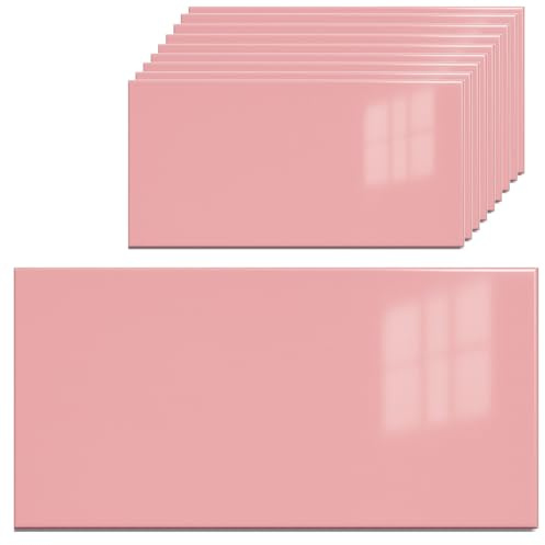 HOOZ 10x Fliesenaufkleber Küchenrückwand, Selbstklebende Fliesen, Klebefliesen Küche Wandpaneele für Wanddeko Wandverkleidung Schlafzimmer Wohnzimmer, Rosa