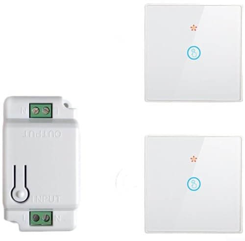 Intelligenter Funkschalter mit RF433-Fernbedienung für den Heimgebrauch, berührungsempfindliches kapazitives Panel, batteriebetrieben, unterstützt Lampen, Heizungen, Abluftventilatoren bis zu 1000 W