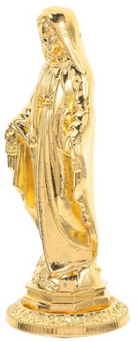 ORFOFE Miniaturstatue Der Katholischen Jungfrau Maria Vergoldet Gold | Zinklegierung, 9.00 X 3.50 X 3.50 cm, Für Bücherregal, Für Schreibtisch, Für Wand, Für Persönliche Meditation