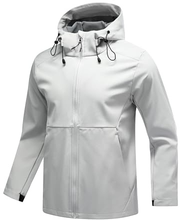YOUTHUP Homme Vestes Imperméables Amples Coupe Vent Imperméable léger à Capuche Cyclisme Randonnée Vêtements,Gris,L