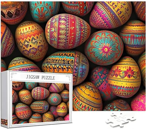 Puzzle 1500 Teile Erwachsene, Osterei Puzzle Böhmen Muster Design, Groß Holzpuzzle Erwachsene 87x57cm Geschicklichkeitsspiel Teile mit Geschenkboxverpackung for Wanddeko Wohnzimmer, Geschenke, Model31