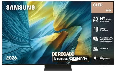 Samsung TV 65 Pulgadas OLED S95F 4K Smart TV con Vision AI, Pantalla SIN Reflejos y Paquete de contenidos Rakuten TV [Clase de eficiencia energética F]