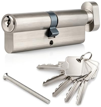 Acual 40T/40 (80mm) Nickel Door Barrel Locks with Keys, UPVC Door Lock | Door Barrel Lock Anti-Pick,Anti-Bump,Anti-Drill,High Security,Polished Nickel Finish,Suitable for All Door Types
