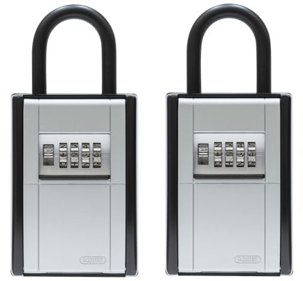 ABUS KeyGarage 797-2er Set - Schlüsselbox mit Bügel zur Befestigung - für Schlüssel oder kleine Wertgegenstände - Schwarz-Silber