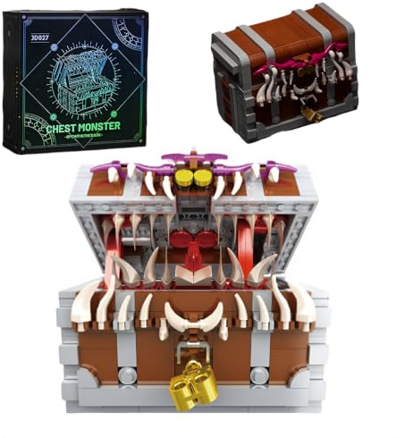 Mimic Truhe Klemmbausteine, Dungeon Fantasy Schatztruhe Bausteine, 560Teile
