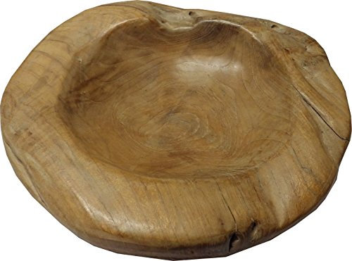 Beho Natürlich gut in Holz Dekoschale aus Teakholz Durchmesser 30 cm handgefertigt Unikat Obstschale mit Zertifikat geeignet für Lebensmittel