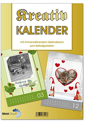 2 Fotokalender Bastelkalender zum selbst gestalten - immerwährend/ohne Jahr - Kreativ Kalender - mit Eulen - Erdmännchen - Eichhörnchen etc. 4610-2