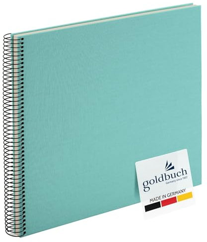 goldbuch 25 607 Spiralalbum Bella Vista, Foto Album 35 x 30 x 1,5 cm - Spirale ⌀ 2,8 cm, Fotoalbum, 40 weiße Seiten, Erinnerungsalbum Leinen, Fotobuch für Bilder und Fotos zum Einkleben, Aqua