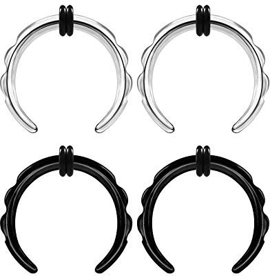 KJM FASHION 4 Stk Stahl Schwarz Eloxiert 1,6 mm 14g Plugs Pincher Schwarzer O-Ring Flesh Earplugs Ohr Plug Stecker Ring Expander Stab Piercing Schmuck 4038