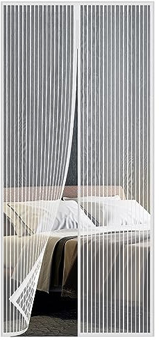 GEEZY Mesh Magnetic Insect Door Screen Double Sided Door Fly Screen Door Curtains to Stop Flies Automatic Closing System (White)