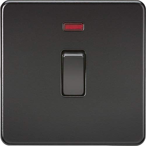Knightsbridge SF8341NMBB Screwless 20A 1G DP Switch with Neon, 230 V, Matt Black