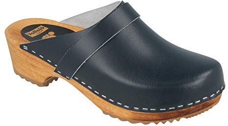 Vollsjö Nubuck Zoccoli Classici in Legno Unisex Fabbricato in EU, Vernice - Blu Scuro,37