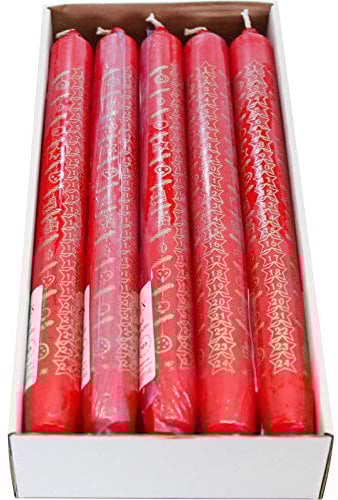 Ebersbacher Kerzenfabrik GmbH Adventskalenderkerzen Sterne rot mit goldenem Druck 10 Stück ca. (ØxH) 22 x 250 mm