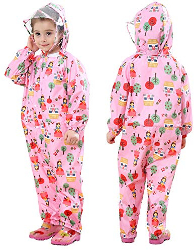 JinBei Fille Imperméables Garçon Combinaison de Pluie Enfants à Capuche Veste Pantalon Respirant Poncho Randonnée Manches Longues Imperméable Les Dessins Animés Vêtements Unisexe 1-10 Ans