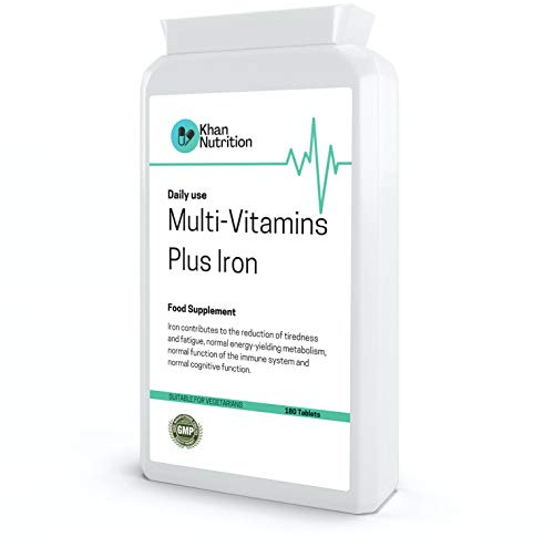 Multivitamins Plus Iron – 180 Tablets | Complete Daily Vitamins A, B, C, D, E & Iron | Energy, Immunity & Cognitive Support | Vegetarian | 6-Month Supply