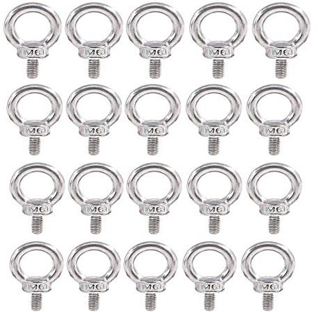JatilEr Lot de 20 boulons à œillet M6 x 11, en acier inoxydable 304, vis à anneau antirouilles, ronds, de quincaillerie, pour la fixation et la suspension de rouleaux