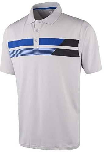 Island GREEN Mens Asymmetric Print Polo Shirt - Silver/Grey - M