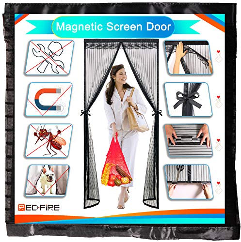 Magnetic Screen Door Curtain 120x265cm Upper Width 4 cm Magnetic Mosquito Net High Pressure Does Not Drop Magnetic Mosquito Net Different Sizes for Garage Door .Black