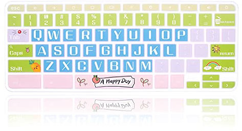 MMDW Silicone Keyboard Cover for Acer Chromebook Spin 11 311 CP311 511 512/Chromebook 11 CB3-131 CB3-132 CP311 C738T CB5-132T/Chromebook Spin 713 CP713 R13 CB5-312T/Chromebook 14 15.6 inch,Happy Day