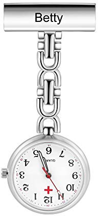 jewelora Montre de Poche Personnalisée Montre D'infirmière Nommée Personnalisée Montre de Poche Portable Broche Montre de Poche Numérique Cadeau d'anniversaire de Fête des Mères (Argent)