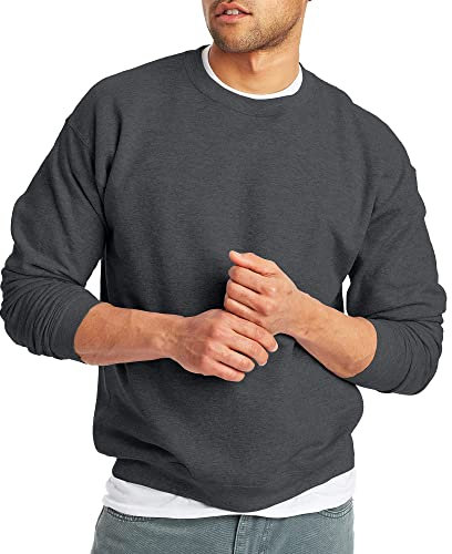 Hanes Herren EcoSmart Fleece Pullover Crewneck Sweatshirt 2er Kapuzenpullover, Charcoal Heather – 1er-Pack, XX-Large