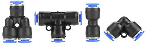40Pcs 6mm Steckfittings Kunststoff Push-to-Connect Fitting Rohr T-Stück Verbinden Schnellverschluss Kunststoff Push-to-Connect Fittings Kit für Air Brake Air Kompressor Shop Air (4 Form)