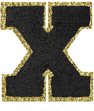 Letter Patches Varsity Glitters Chenille,3 PCS SPRT Iron on Black Letter Patch,Alphabet Cloth Patch for Team Costume Decoration 3.1in Height X (3 Pieces)